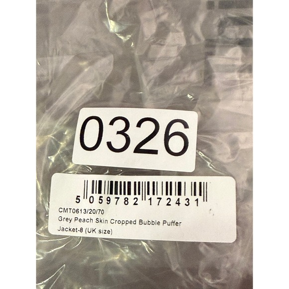 Pretty Little Thing Peach Skin Cropped Bubble Puffer Jacket Gray Size 4 NWT‎ - Picture 12 of 12